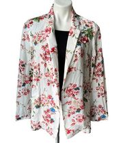 Current Air Linen Blend Floral Print Open Front Blazer, Sz S