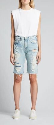 Le Vintage Shredded Denim Bermuda Shorts