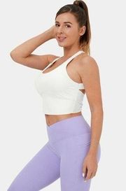 Halara Size XL White Cloudful Backless Cut Out Twisted Cropped Yoga Tank