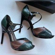 Carlos By Carlos Santana Open Toe High Heels Shoes Green/Brown Size 8 EUC