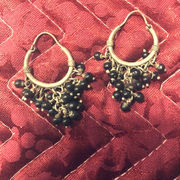 Vintage Black Bead Dangle Earrings