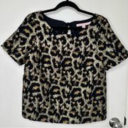 Anthropologie Hutch Metallic Leopard Jacquard Blouse