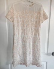 Maison Jules light pink floral lace dress