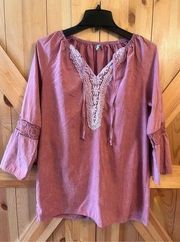 Miss Look, long sleeve  pink size medium blouse ￼(1269)