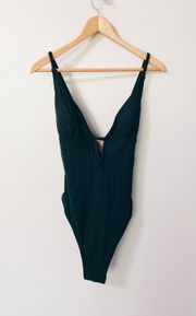 Green Ribbed One Piece Swimsuit - Size XL