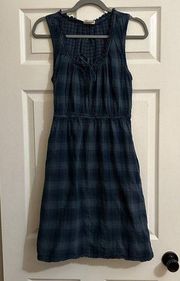 Converse One Star Blue Plaid Casual Dress With Pockets Sz L Large 100% Cotton