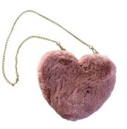 Boutique Heart Shaped Pink Faux Fur Cross Body Bag NWOT Valentine’s Day Purse