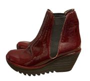 FLY LONDON YOSS WEDGE PATENT BOOTIE