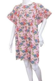 Moschino Floral Logo Print Flutter Sleeve Cotton Poplin Dress Size Small