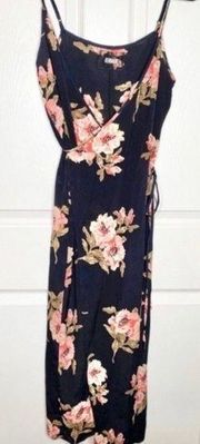 Reformation Black Floral Anouk Wrap Dress