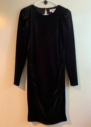 Motherhood Maternity Long Sleeve Black Velvet Sheath Dress Size Small