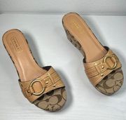 Y2K Coach Monogram Wedge Sandals Sz 7.5