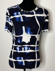 St. John size Small blue and white t-shirt with bead detail around neck