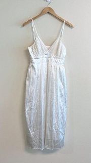 Cotton Candy LA White Satin Pleated Sleeveless Midi Dress
