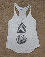 Grey and Black Geometric Tank Top, Women's Small