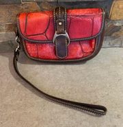 Dooney & Bourke Wristlet Red Embossed Croc Mini-Bag