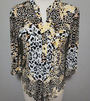 Ava & Grace leopard print roll tab blouse size sp