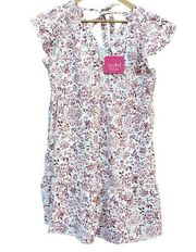 Isabel Maternity Pink & White Floral Dress Linen Blend Medium NEW