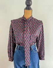 Union Made Vintage Evan Picone 80s Funky Bubble Sleeve Button-up Blouse