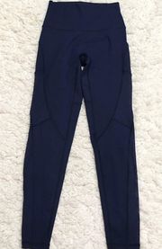 Aerie Offline  Goals 7/8 High Rise Mesh Leggings Navy Blue Small