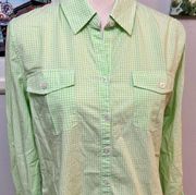 LILLY PULTIZER Resort Wear Button Down Green and White Checkered Shirt Size Sm