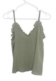 Wishlist olive green ruffle cami tank size small NWT N