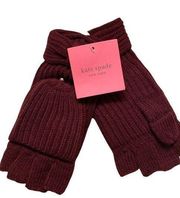 NWT Kate Spade New York Solid Bow Pop Top Gloves Burgundy