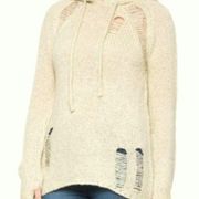 Distressed Hooded Sweater off white M