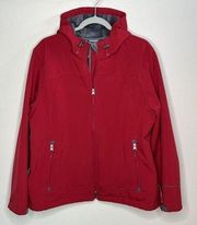 WOMENS SUPER SOFTSHELL JACKET RED Zipper Front XL