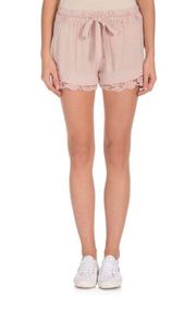 Dainie High Rise Blush Pink Crochet Trimmed Crepe Shorts NWT Size 40 (8)