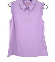 Lilly Pulitzer Women's Lavender Luxletic Sleeveless Ruffle Polo Shirt Medium