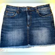 NWOT  by Nordstrom raw edge denim mini skirt.