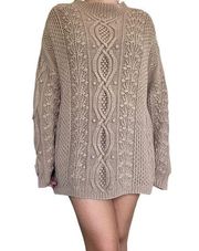 Vintage hand knitted internationale Express bauble knit sweater long cream L