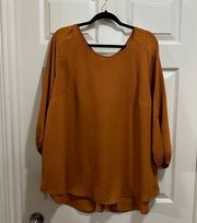 Honey Punch 3/4 length sleeve burnt orange blouse size 3X