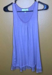 Lucy & Laurel Purple Ruffle Sleeveless Top, L