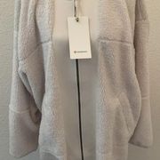 Lululemon  Off white Opal  Collarless Textured Sherpa Fleece Coat 12 Large RARE