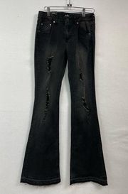 SOHO High Waist Black Flare Distressed Jeans