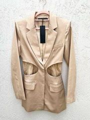 Lioness LA confidential mini blazer dress tan XS new with tags