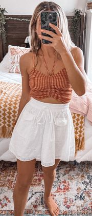 White Eyelet Mini Skirt 