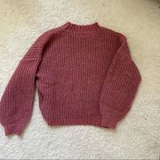 Willow and Root Pink Ribbed Knit Crewneck Relaxed Women's Sweater Size Large