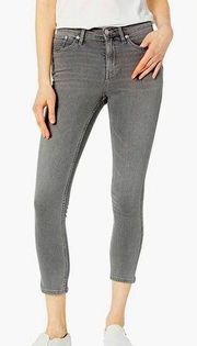 Calvin Klein Denim Jeans High Rise Waist Skinny Gray Black Ankle Crop 27 NWT