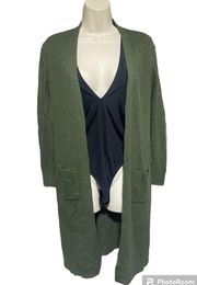 Long knitted Cardigan Foster Green| brand| women size XS