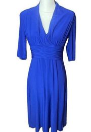 Vintage 90s Evan Picone Royal Blue Fit & Flare Dress Sz 6