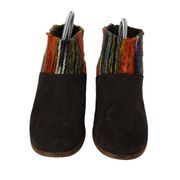 TOMS Leila Chocolate Suede Multicolored Textile Ankle Boots Women’s Size W9