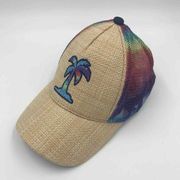 No Boundaries Cap One Size Tie Dye Hat Rainbow Palm Tree Snap Back Adjustable