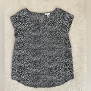 * Joie Silk Animal Cheetah Leopard Print Blouse Top Black white size small