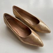 Caslon Womens Size 9M Pointed Toe Flats Gold Shimmer Metallic Leather Slip On