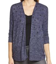 BOBEAU Open Front Cardigan In Dark Denim Faded Star