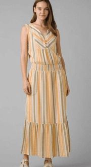 NWT PRANA California Dreaming Dress Golden Hour Stripe  100% Organic Cotton