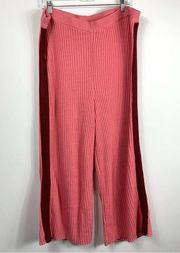 Eloquii Pink & Burgundy Cropped Side Stripe Knit Pants